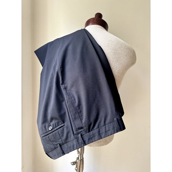 Coppley $330 Men's‎ Dress Pants 40x29 Black Wool Trousers Flat Front Canada Made - Picture 2 of 10